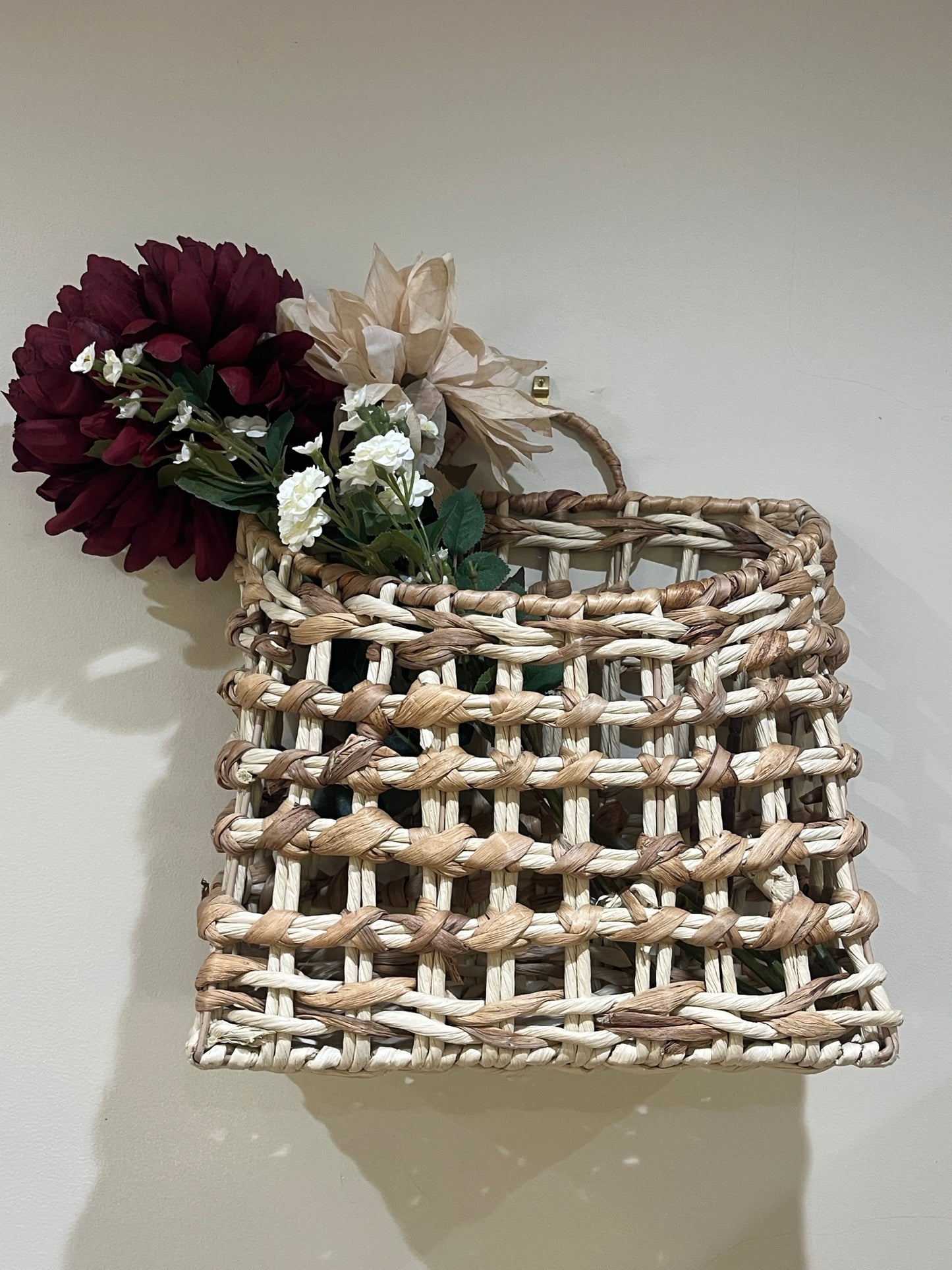 Large Straw Basket with Handles