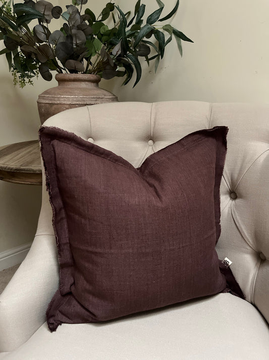 Plum Cushion – 100% Linen