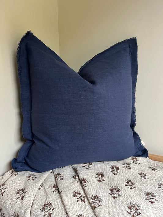 Ink Blue Cushion – 100% Linen
