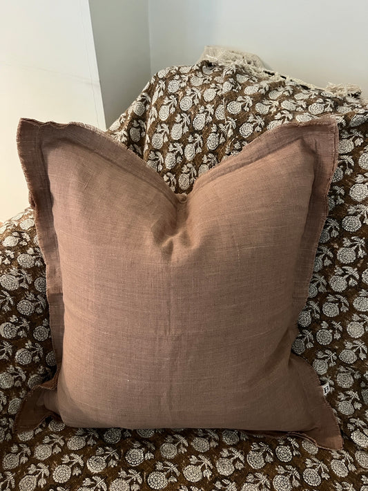 Latte Brown Cushion – 100% Linen
