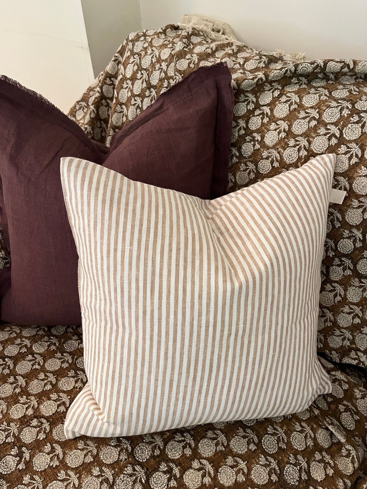 Natural Stripe Cushion – 100% Linen