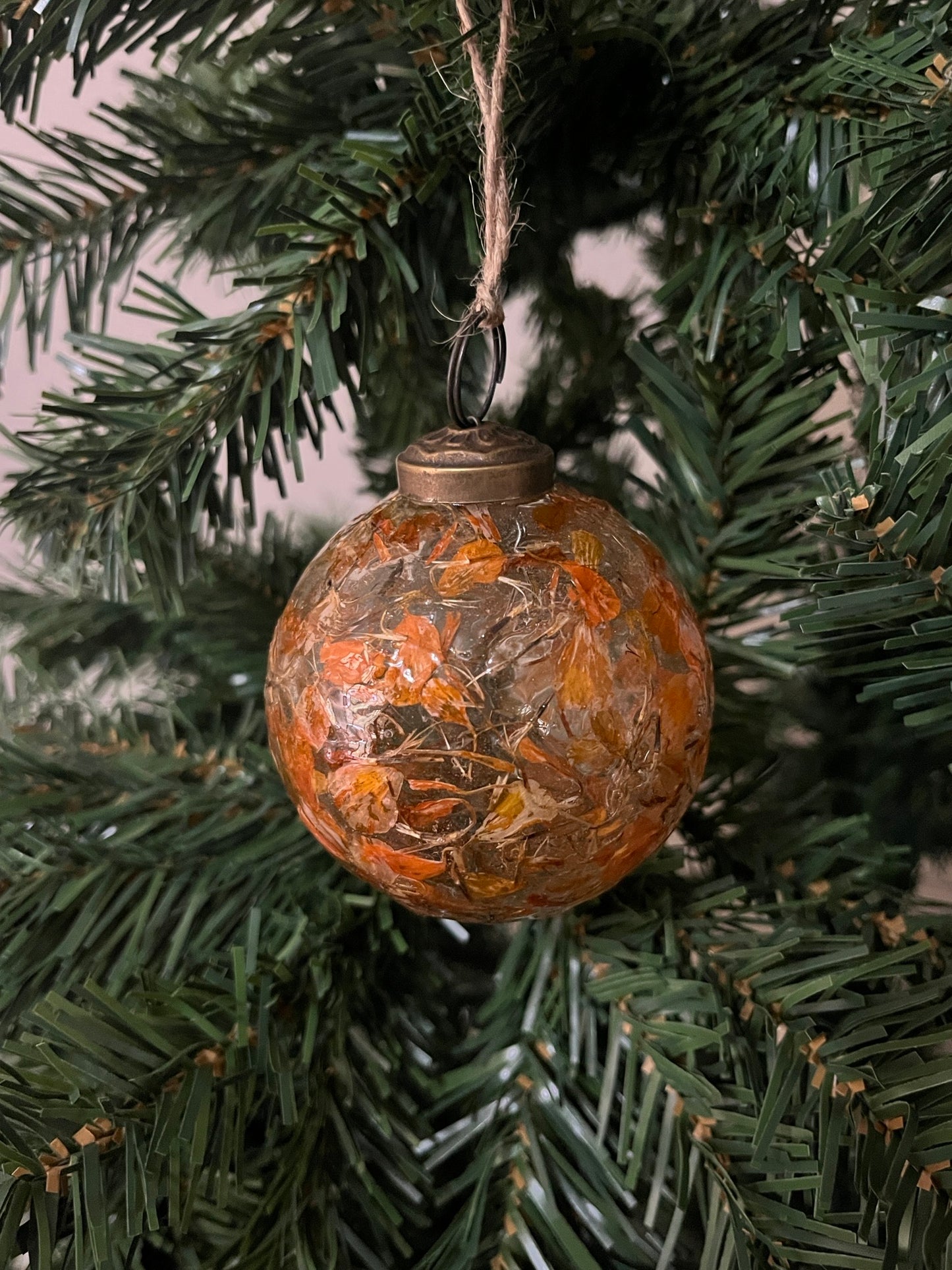 Amber Leaves Glass Bauble