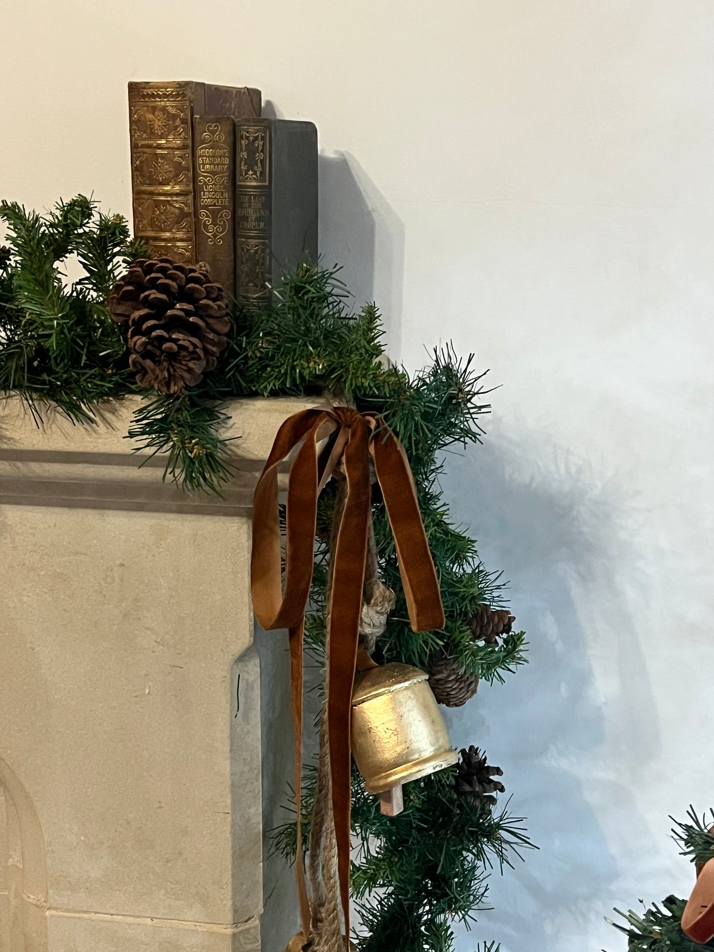 Four Large Vintage Bells on Rustic Rope