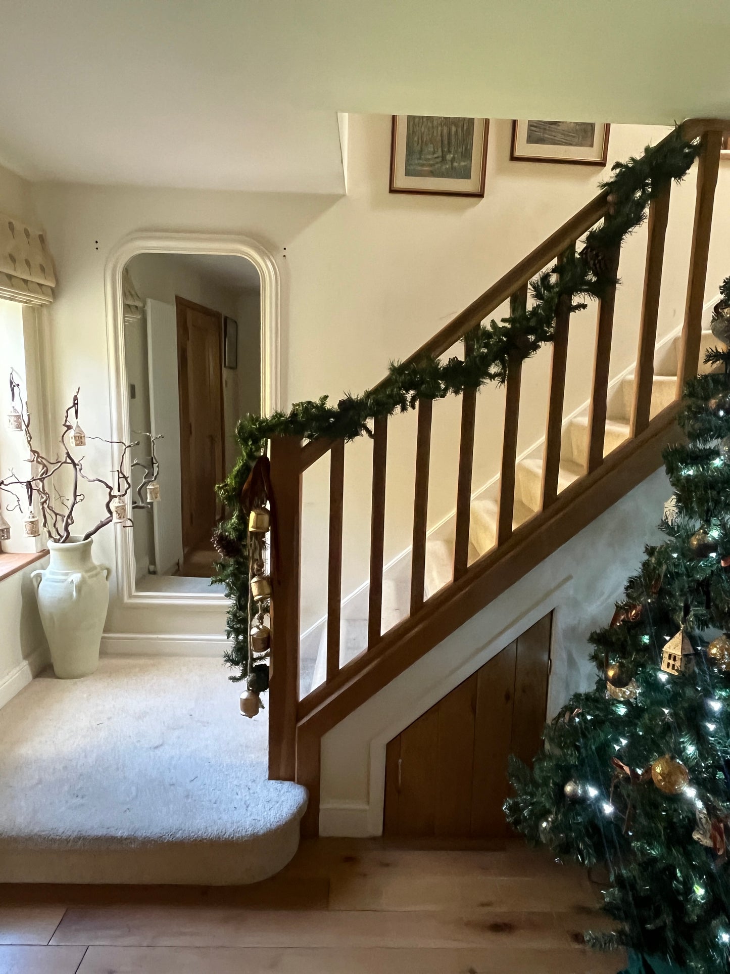 Four Large Vintage Bells on Rustic Rope