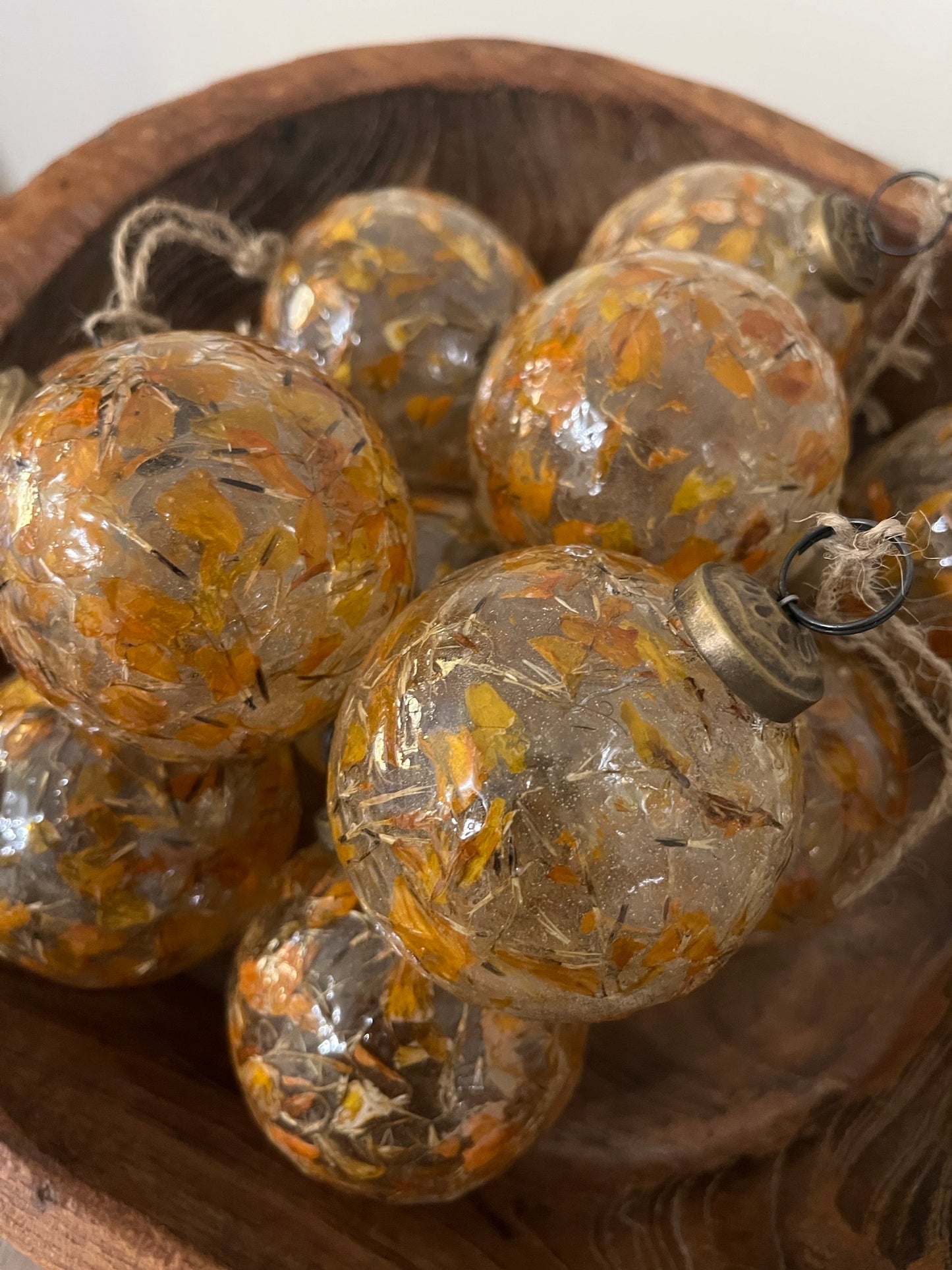 Amber Leaves Glass Bauble