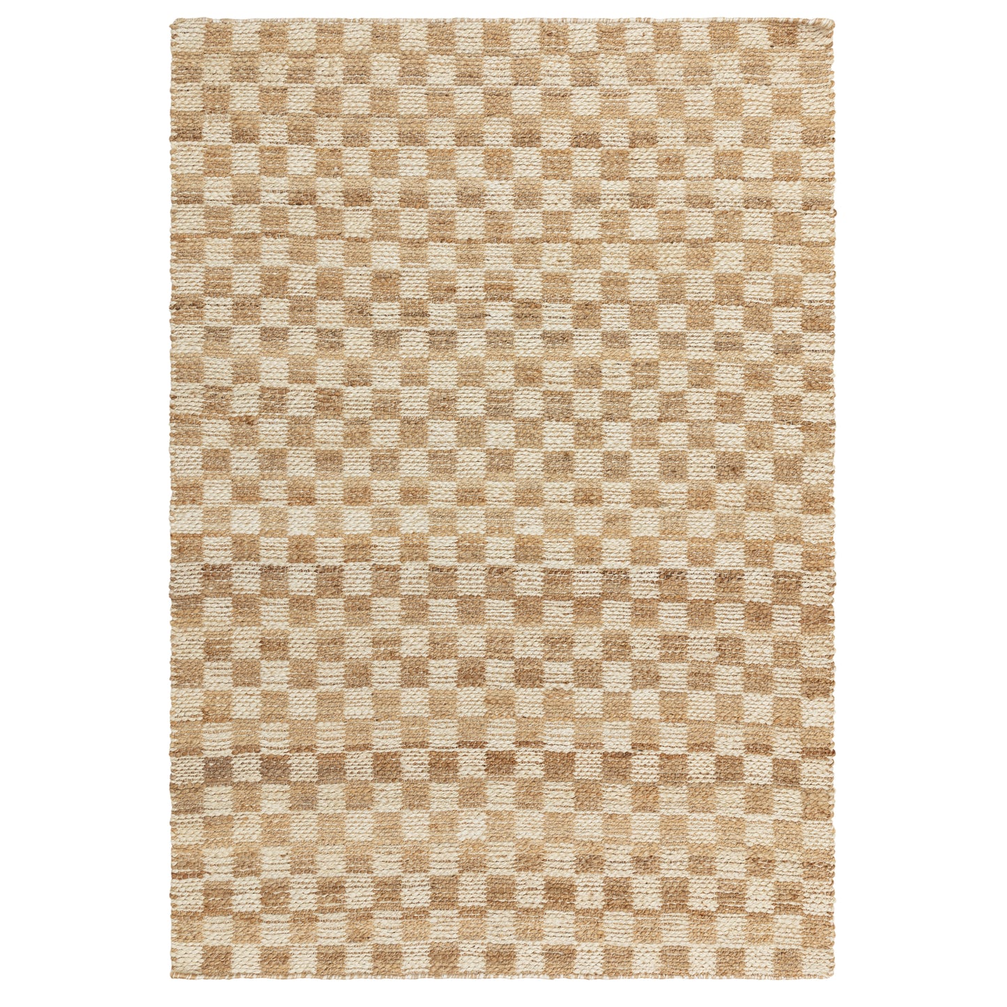 NELLIE Handwoven Check Rug - Natural