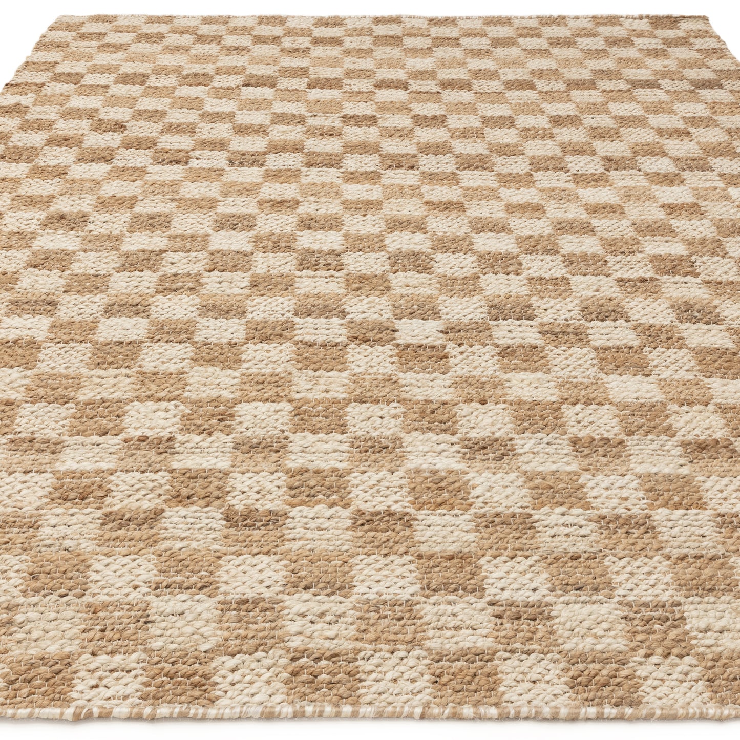 NELLIE Handwoven Check Rug - Natural