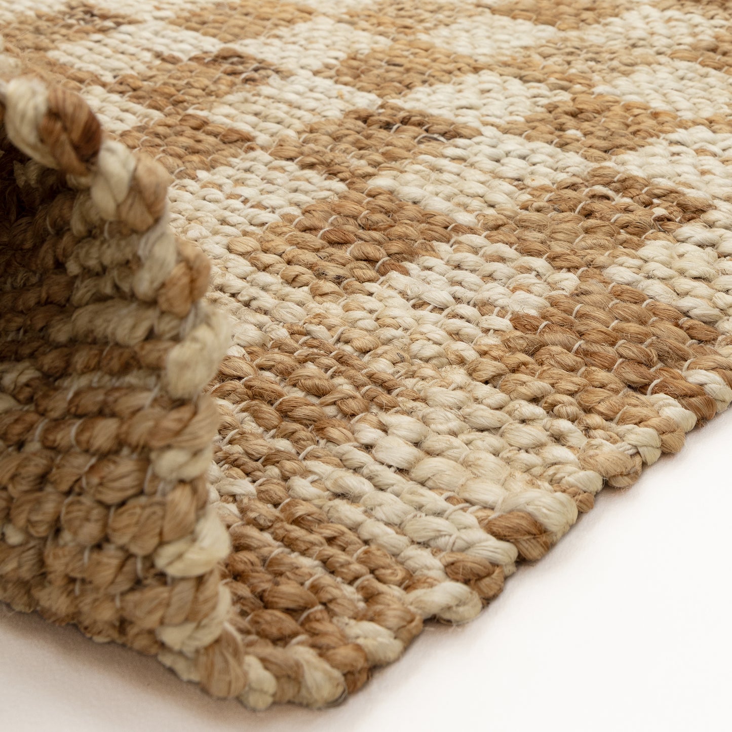 NELLIE Handwoven Check Rug - Natural