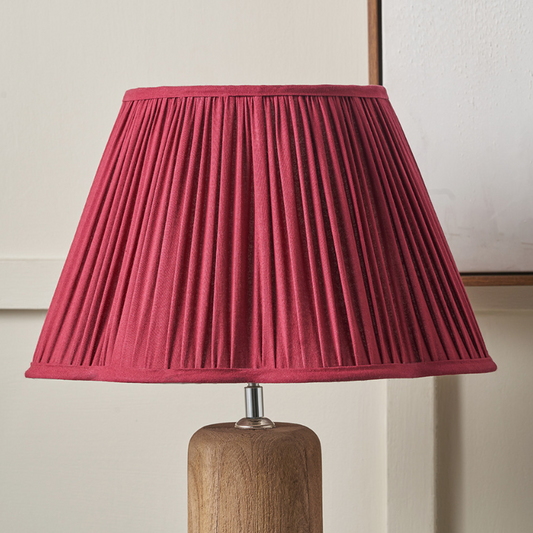 MALIA Mulberry Red Pleated Scalloped Tapered Lamp Shade
