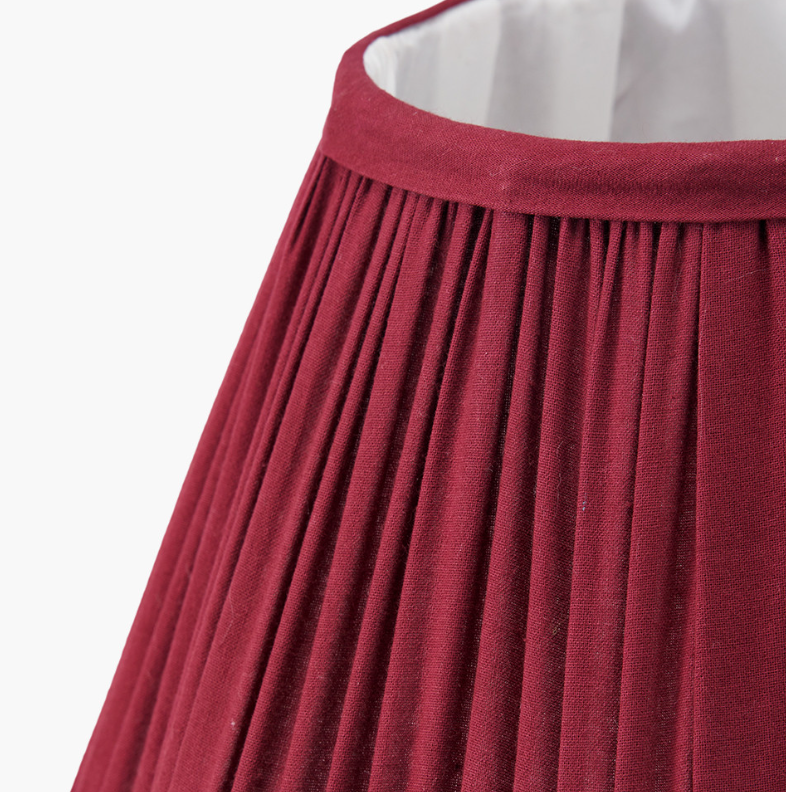 MALIA Mulberry Red Pleated Scalloped Tapered Lamp Shade