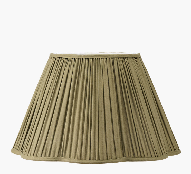 MALIA Olive Green Pleated Scalloped Tapered Lamp Shade