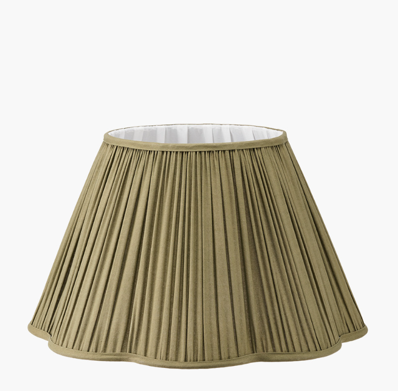 MALIA Olive Green Pleated Scalloped Tapered Lamp Shade