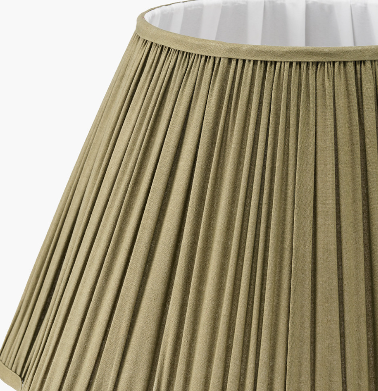 MALIA Olive Green Pleated Scalloped Tapered Lamp Shade