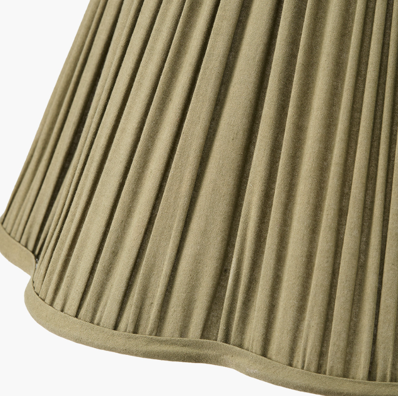 MALIA Olive Green Pleated Scalloped Tapered Lamp Shade