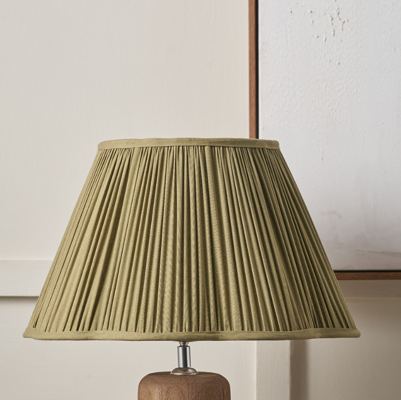 MALIA Olive Green Pleated Scalloped Tapered Lamp Shade