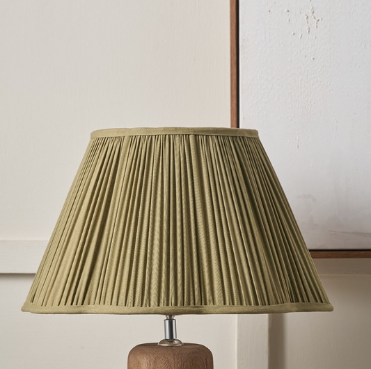 MALIA Olive Green Pleated Scalloped Tapered Lamp Shade