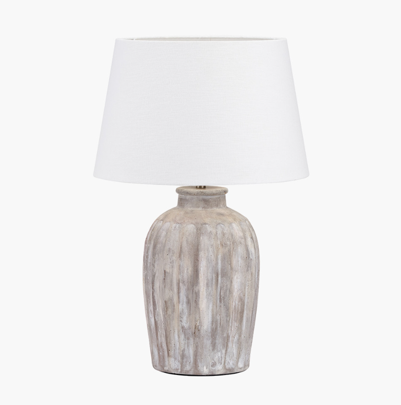 AMBROSIA Natural Grooved Stoneware Table Lamp