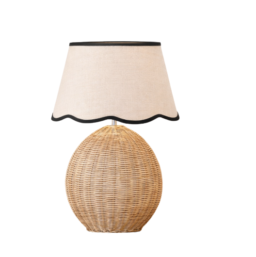 Large Rattan Cream Wash Table Lamp Base