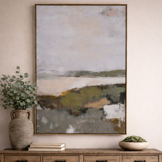 Hillside View Hand Painted Canvas in Frame