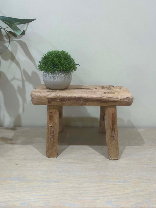 Salvaged Rustic Wooden Stool (A)
