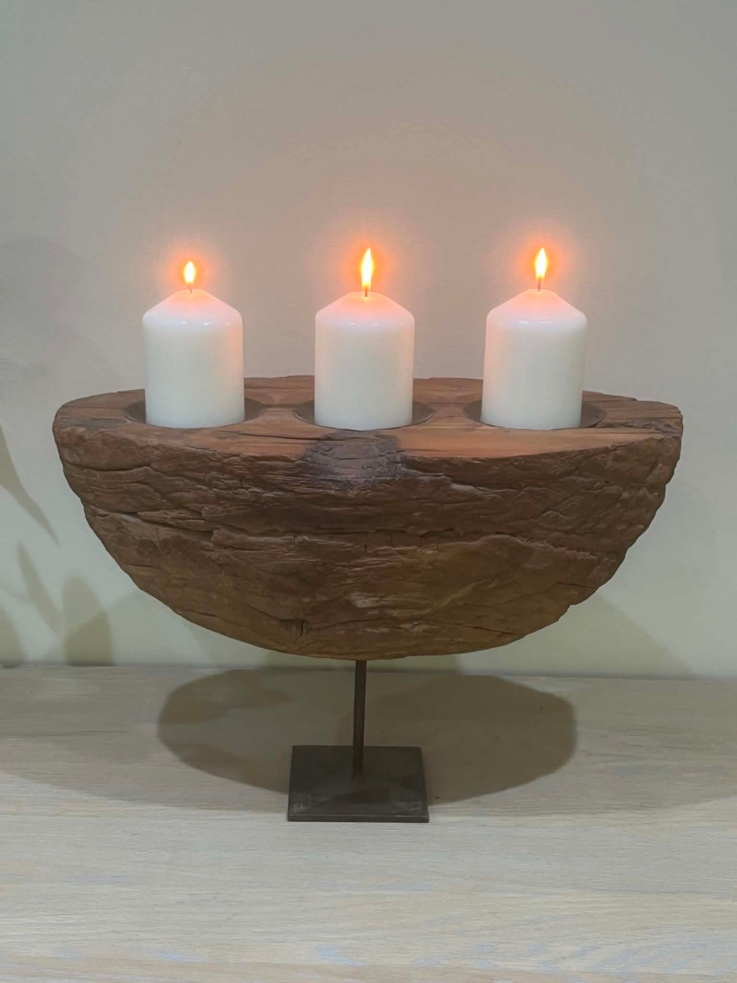 Salvaged Rustic Wooden Candle Holder