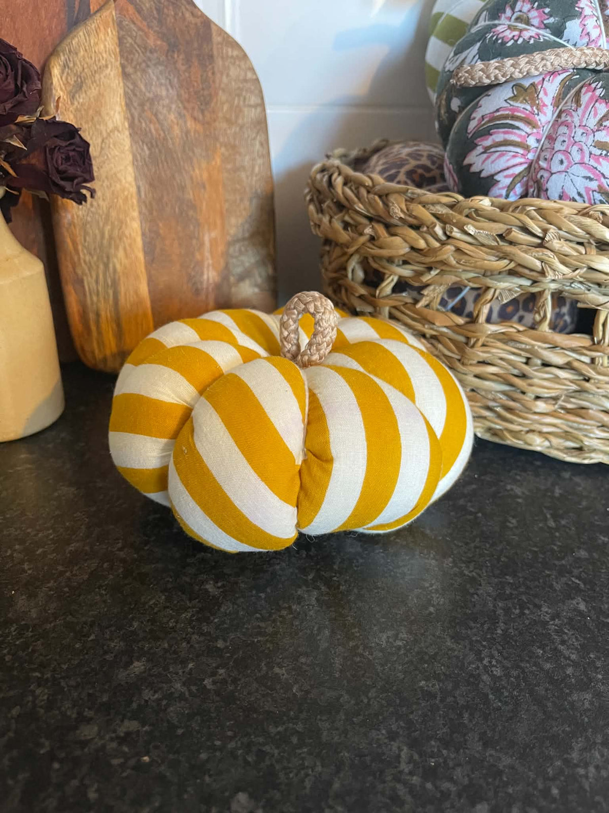 Handmade Mustard Stripe Pumpkin