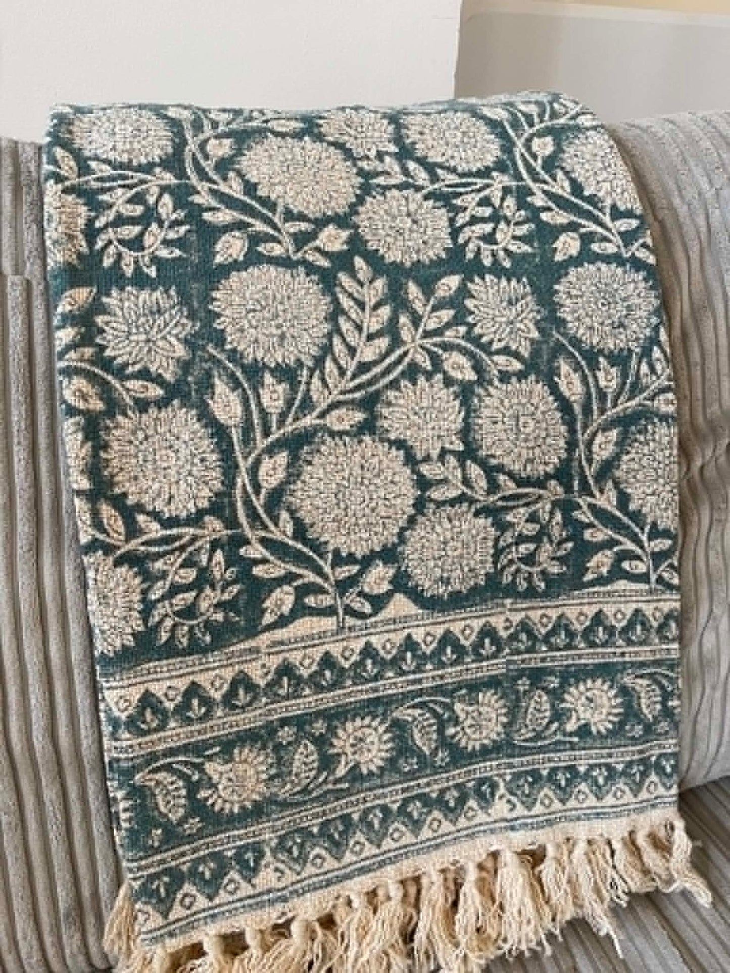EMILY Hand Block Printed Throw - Blue