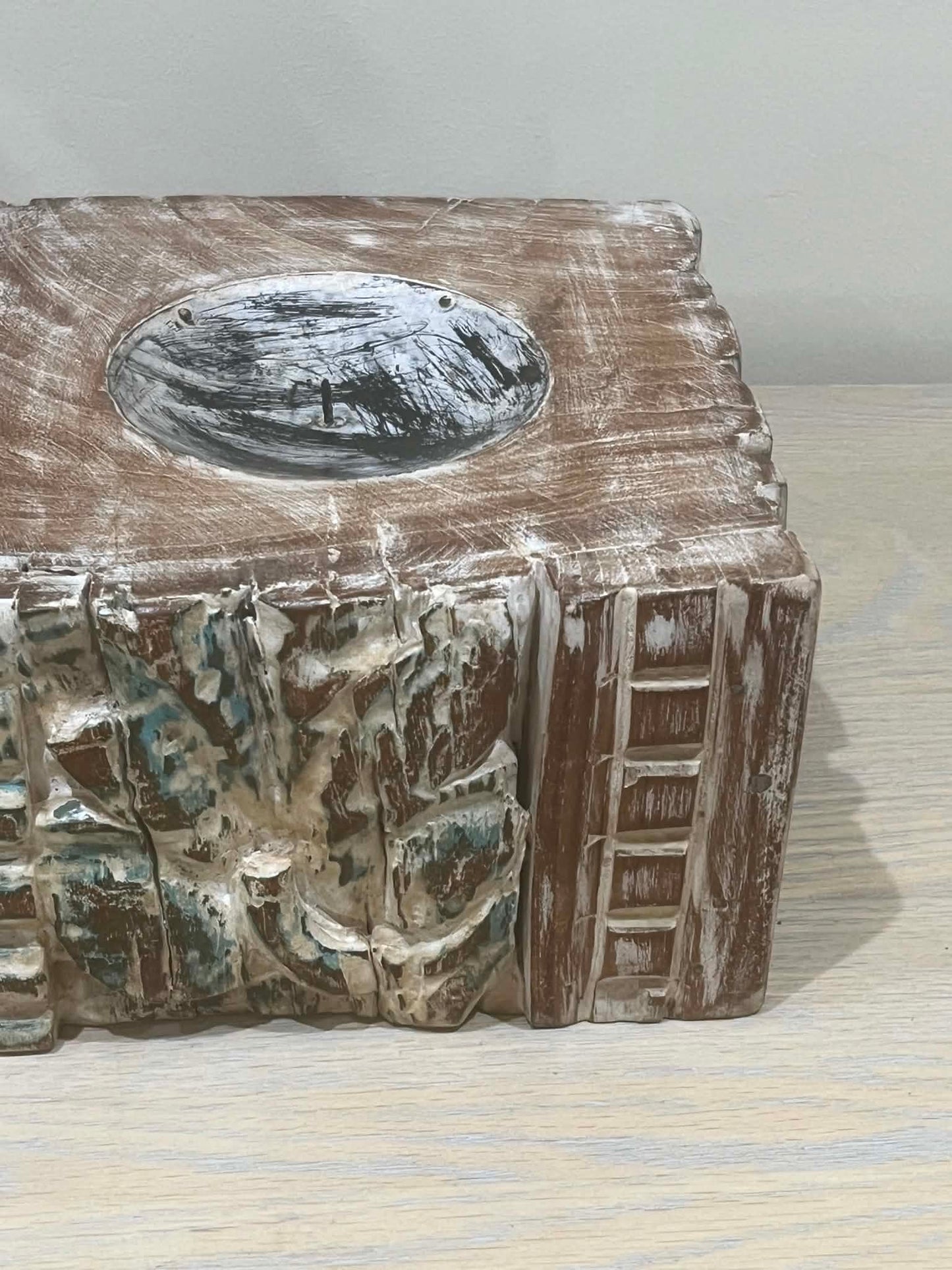 Salvaged Hand Carved Indian Pillar Candle Holders (F)