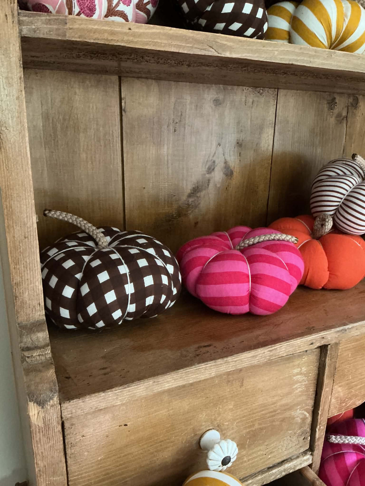 Handmade Dark Brown Gingham Pumpkin