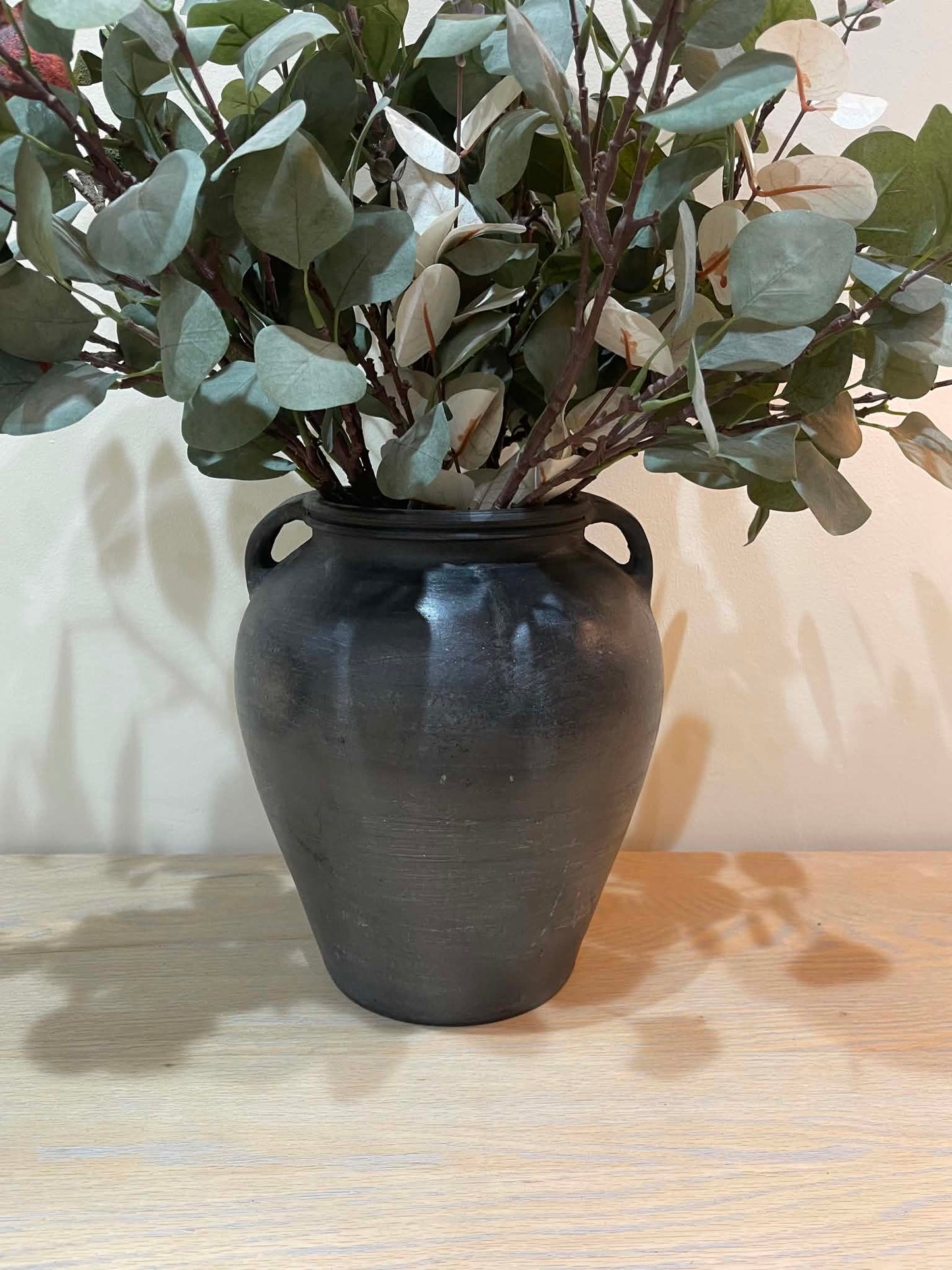 Salvaged Rustic Clay Pot - Black