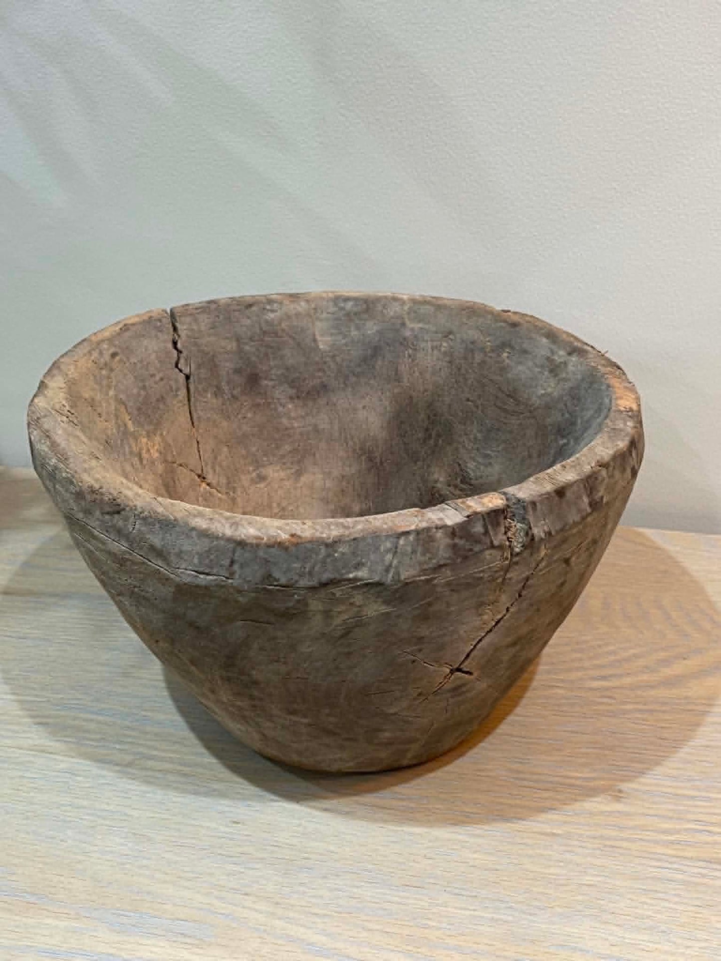 Salvaged Hand Carved Wooden Bowl (L)