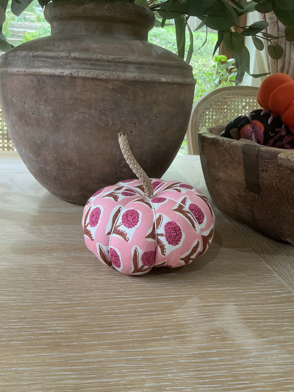 Handmade Pink Floral Pumpkin