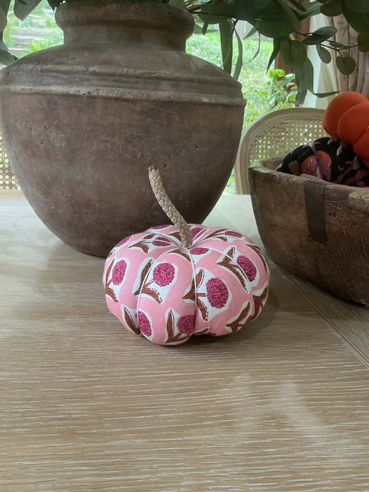 Handmade Pink Floral Pumpkin