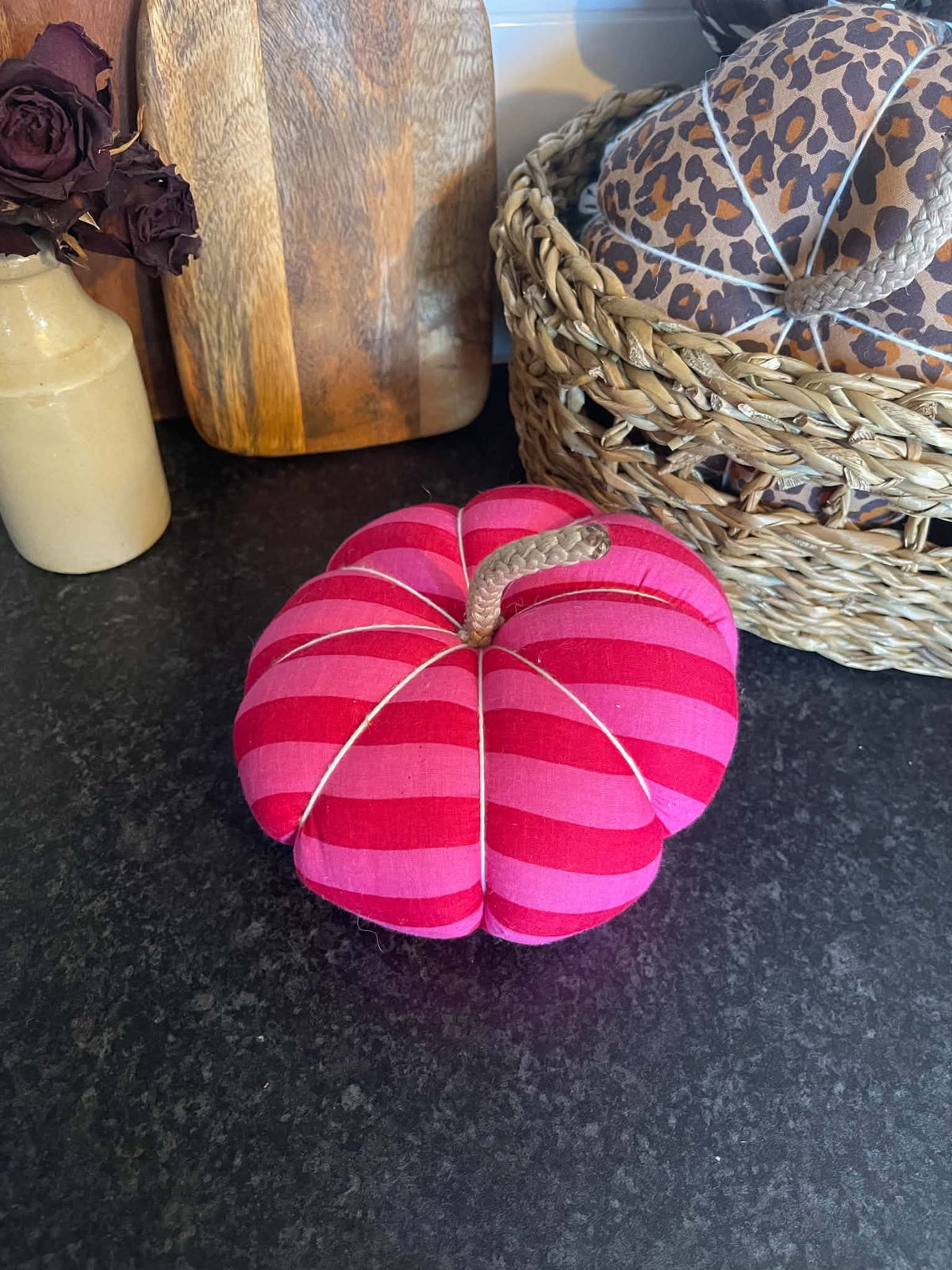 Handmade Hot Pink Stripe Pumpkin
