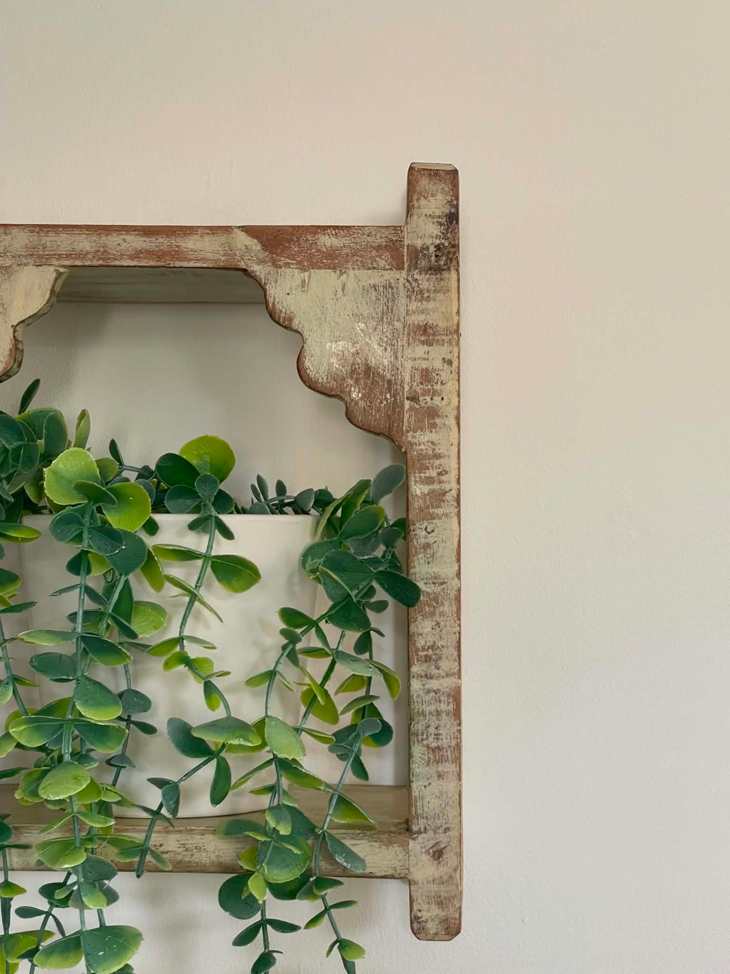 Salvaged Hand Made Decorative Shelf - Beige