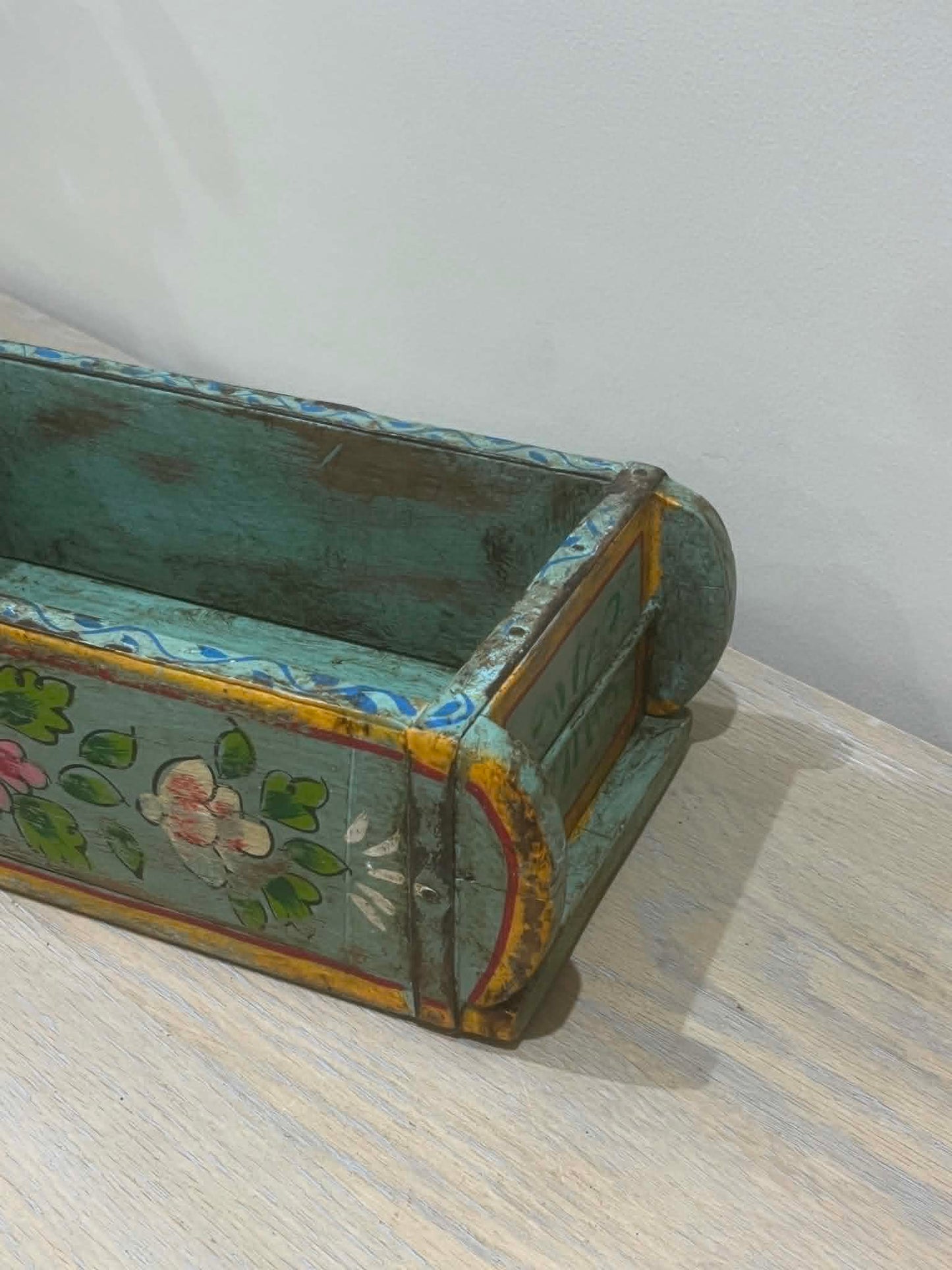 Salvaged Hand Painted Indian Brick Mould - Teal Blue