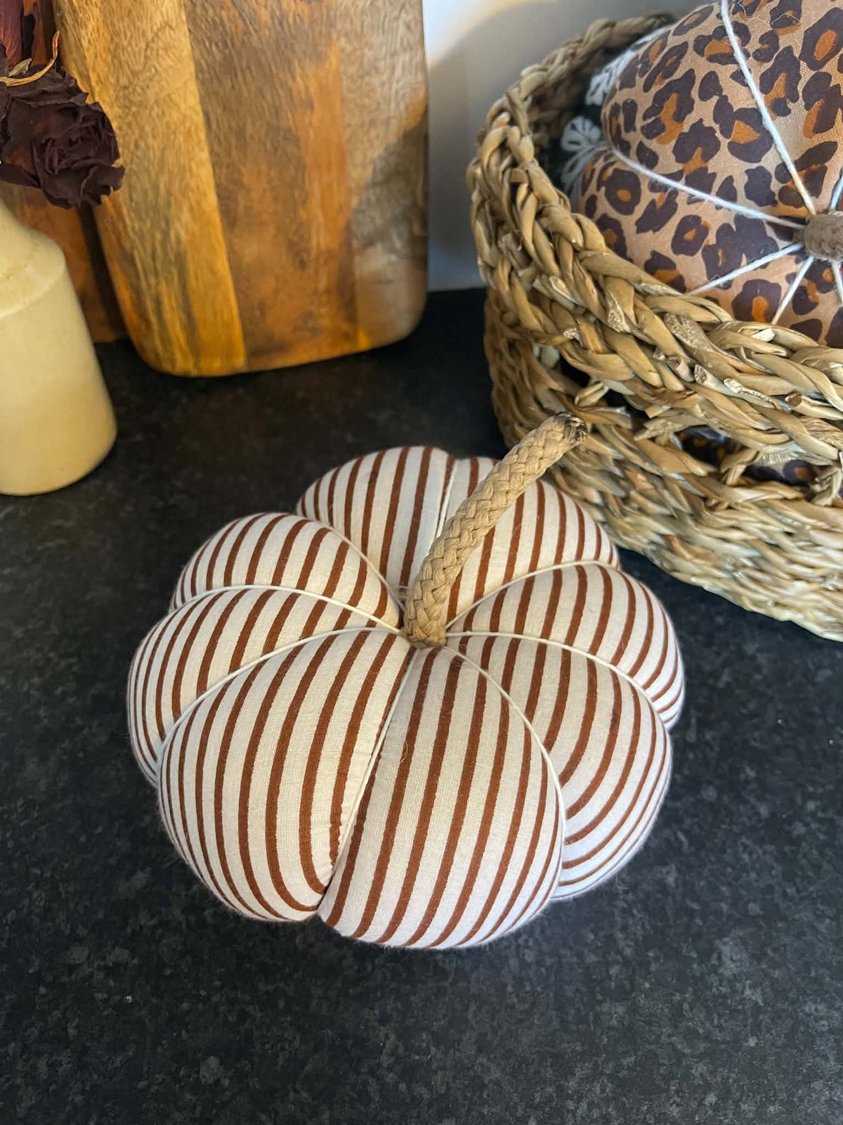 Handmade Chocolate Brown Stripe Pumpkin