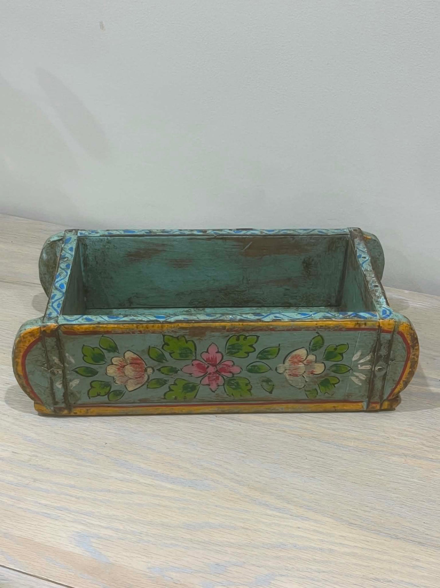 Salvaged Hand Painted Indian Brick Mould - Teal Blue