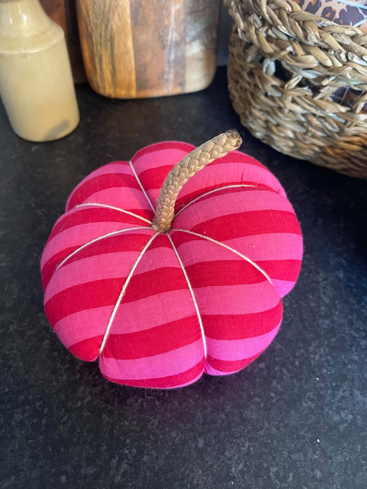 Handmade Hot Pink Stripe Pumpkin