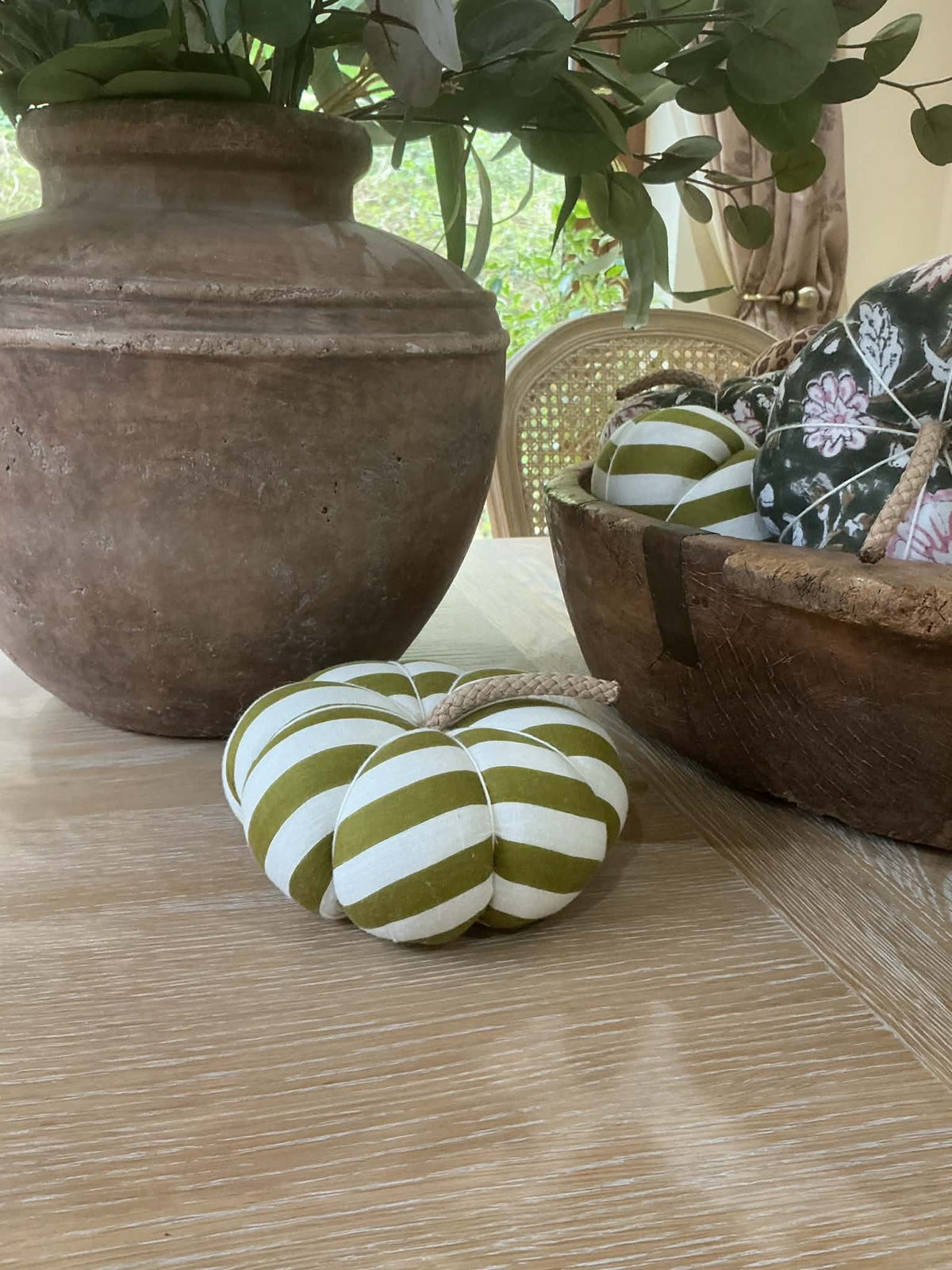 Handmade Olive Green Stripe Pumpkin