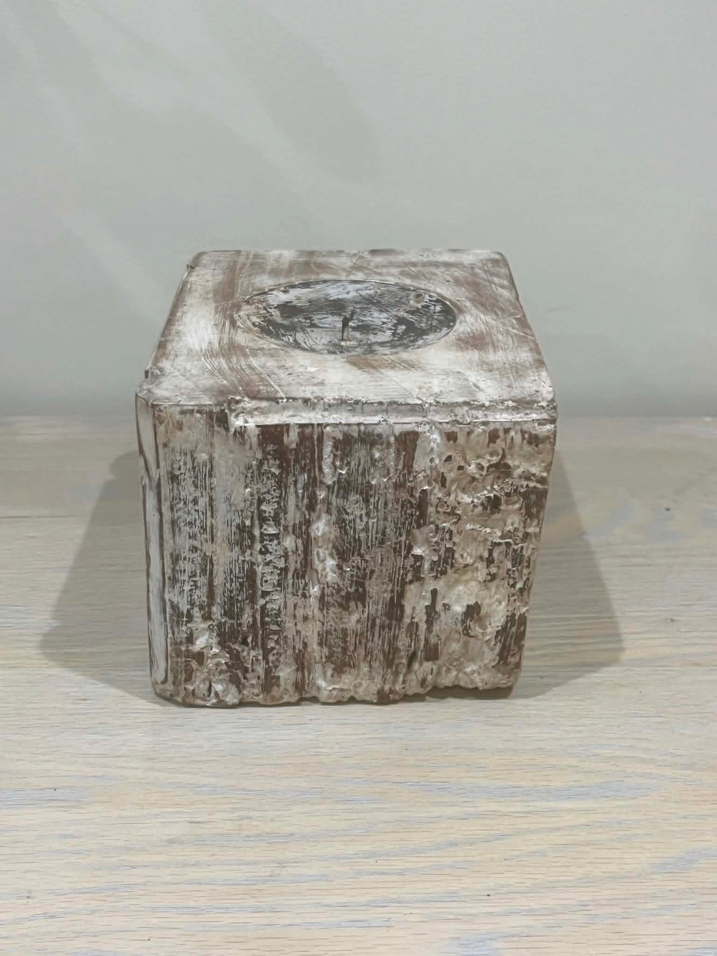 Salvaged Hand Carved Indian Pillar Candle Holder (C)