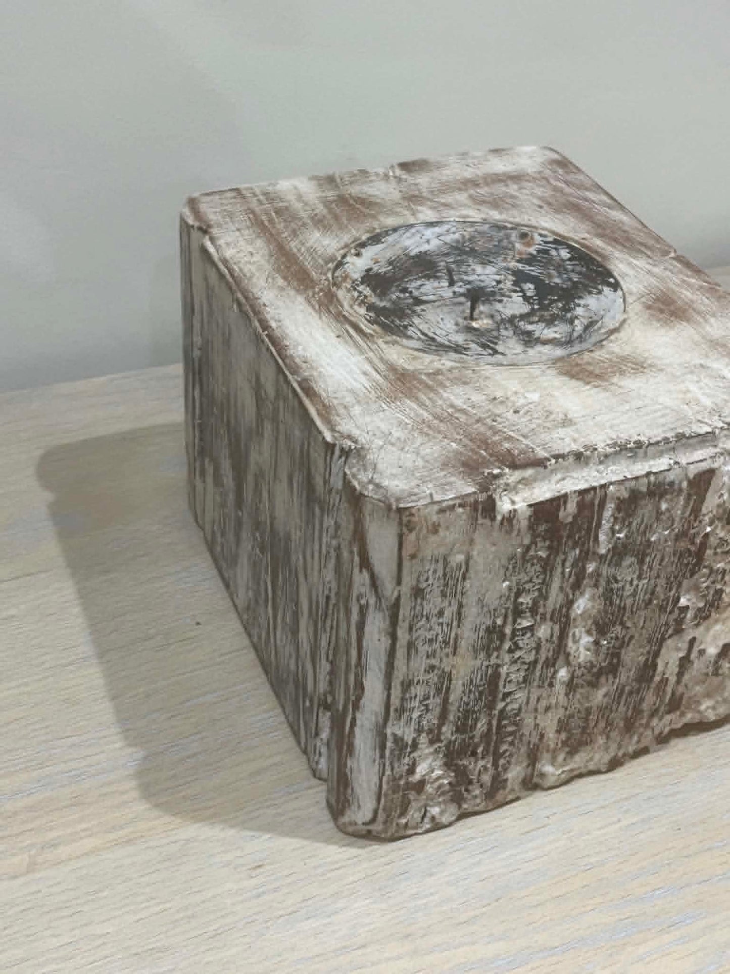 Salvaged Hand Carved Indian Pillar Candle Holder (C)