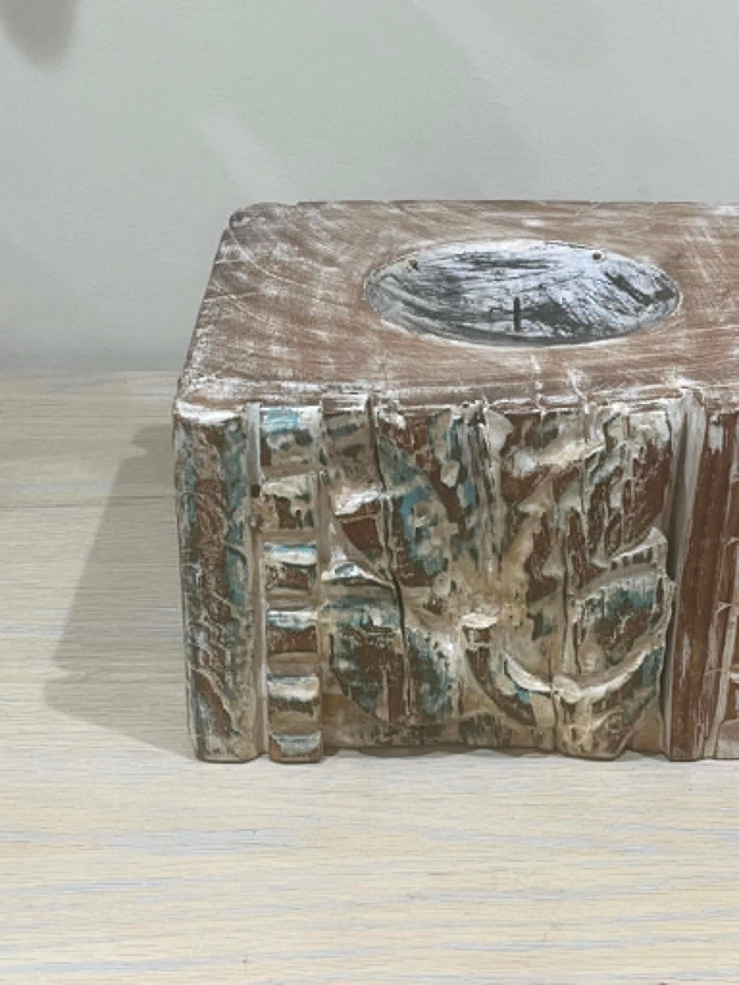 Salvaged Hand Carved Indian Pillar Candle Holders (F)