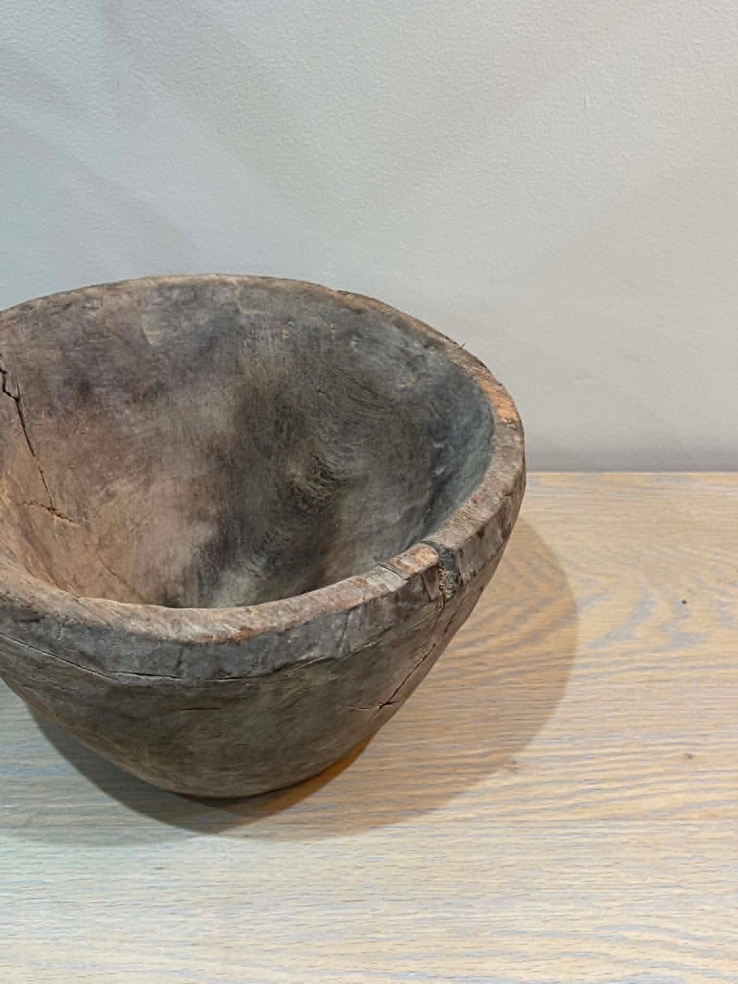 Salvaged Hand Carved Wooden Bowl (L)