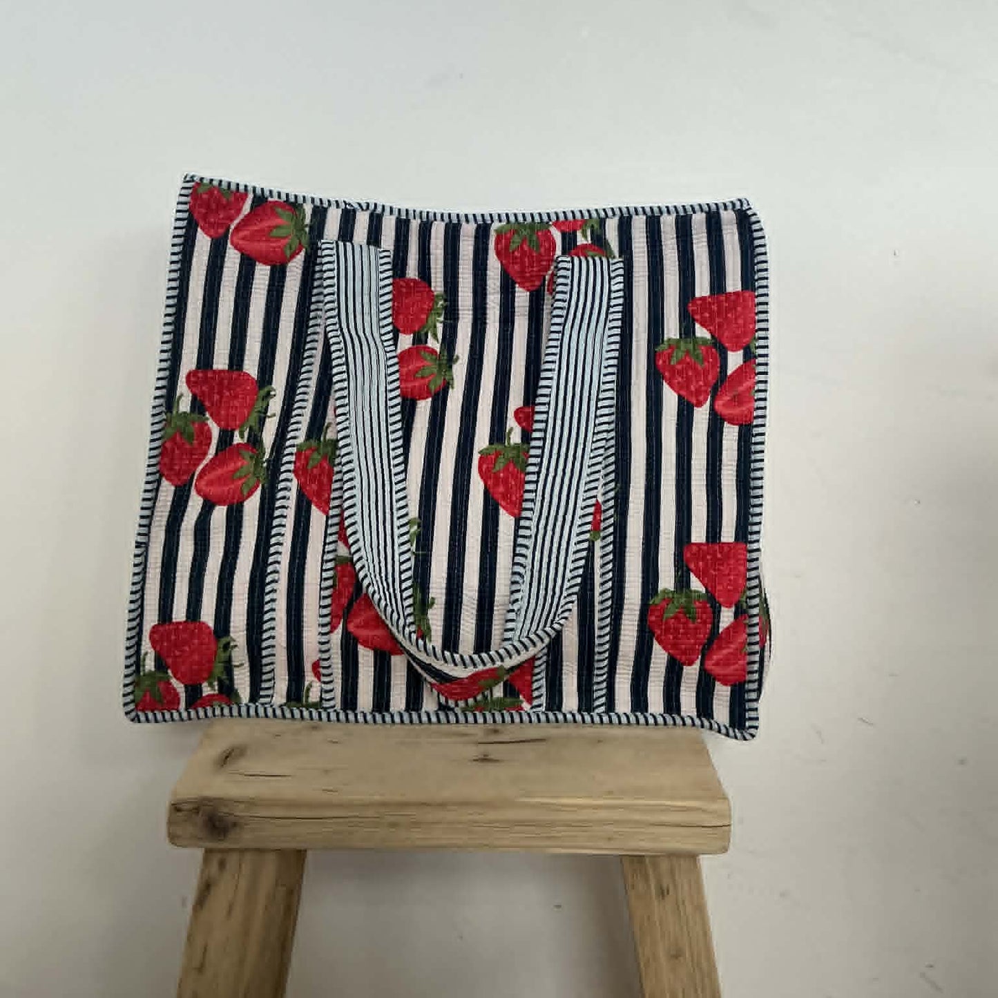 Strawberry Stripe Tote Bag