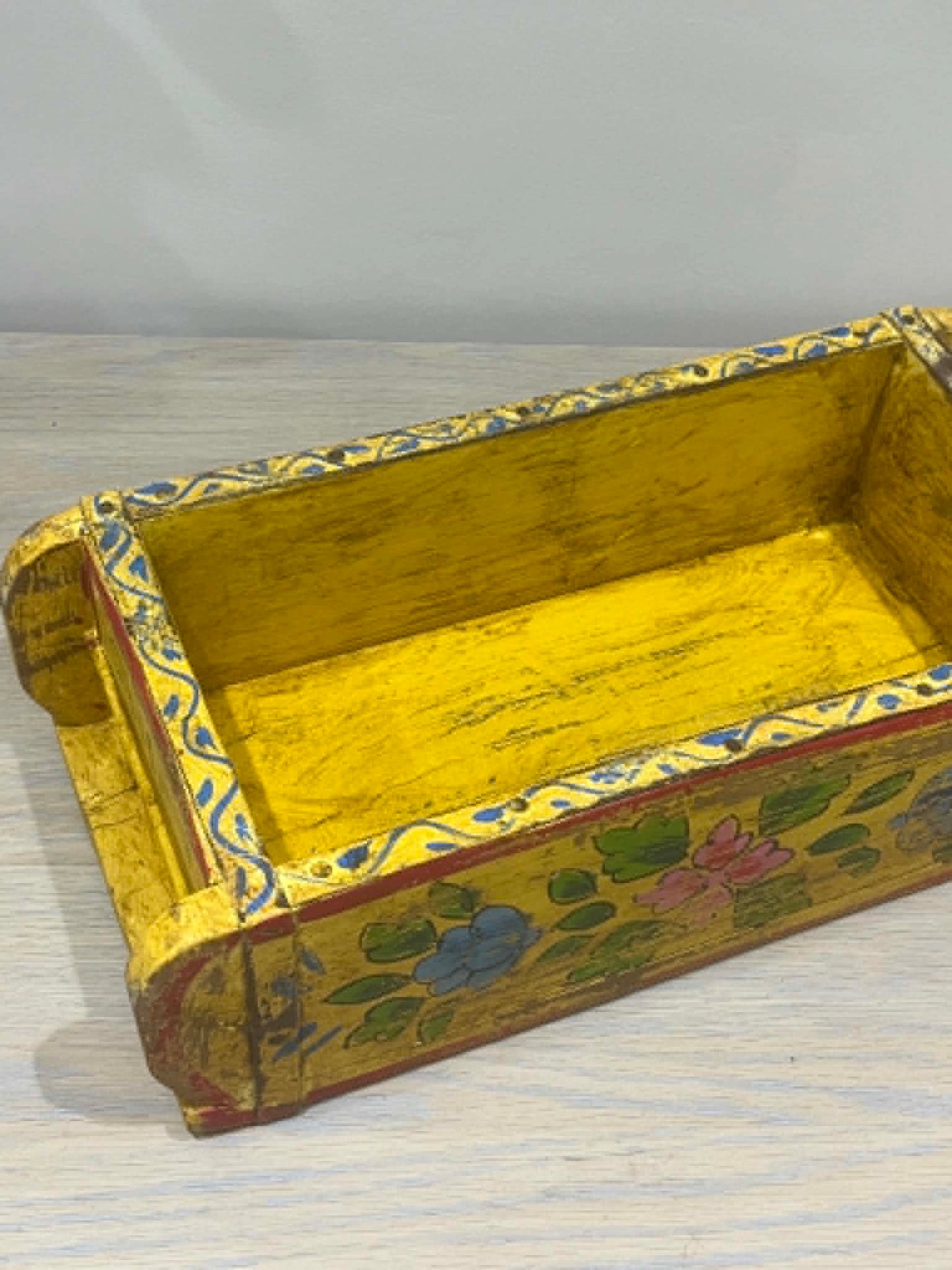 Salvaged Hand Painted Indian Brick Mould - Yellow