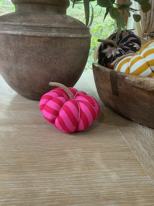 Handmade Hot Pink Stripe Pumpkin