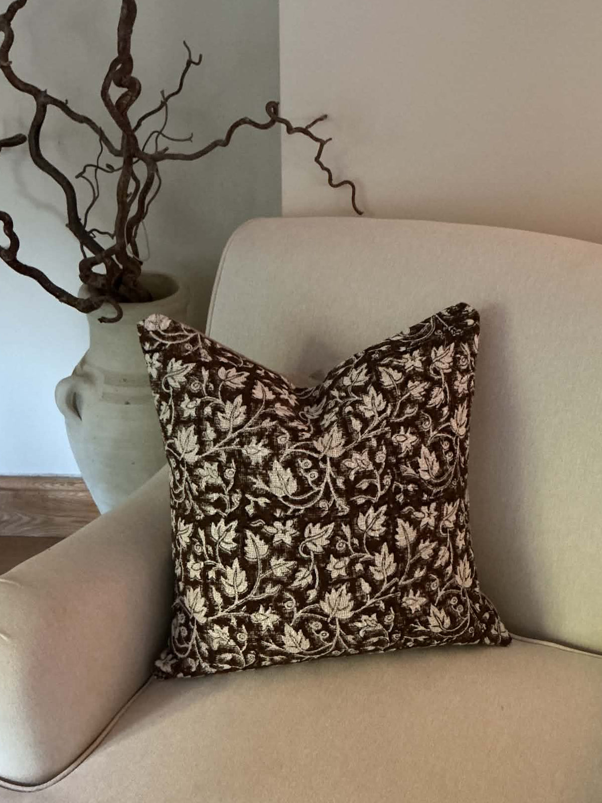 Alderwood Hand Block Printed Cushion Cover