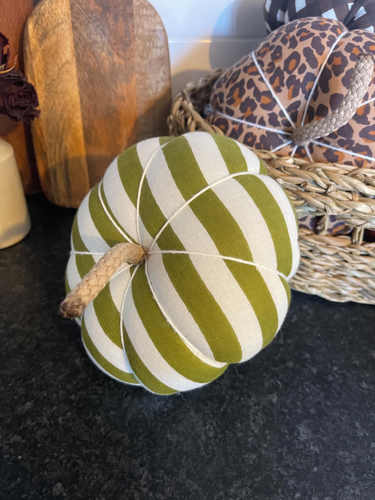 Handmade Olive Green Stripe Pumpkin