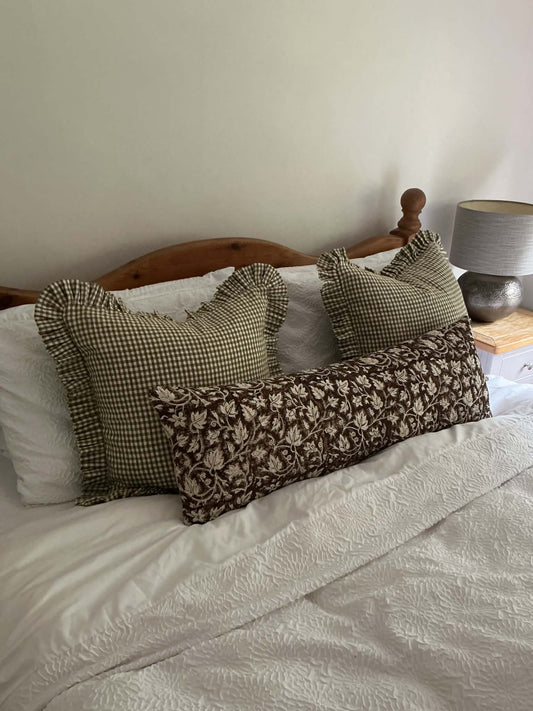 Alderwood Hand Block Printed Lumbar Cushion Cover